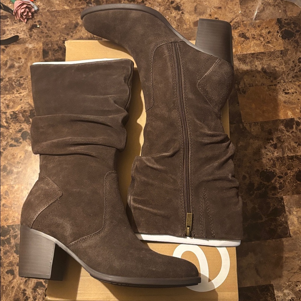 Women’s Earth Vine Block Heel Suede Boots
